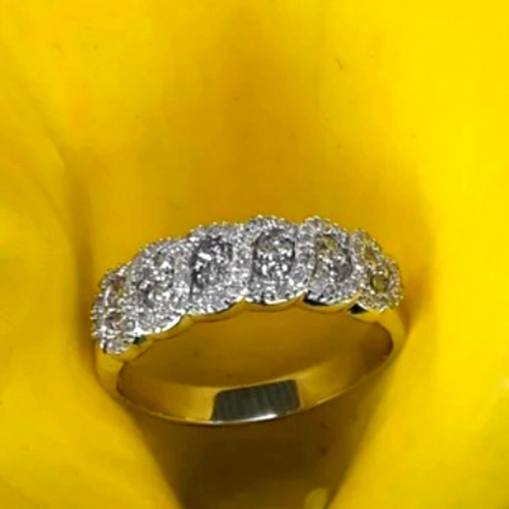 Zales Silver and Gold Diamond Ring last price no return